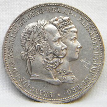 Austria 1879 silver 2 Gulden Wedding Anniversary