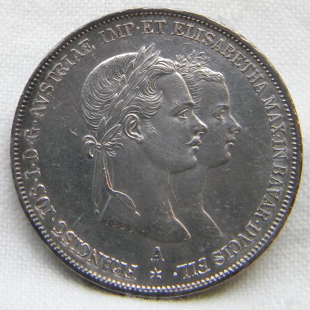 Austria 1854 wedding silver 2 Gulden