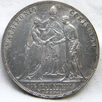 Austria 1854 wedding silver 2 Gulden