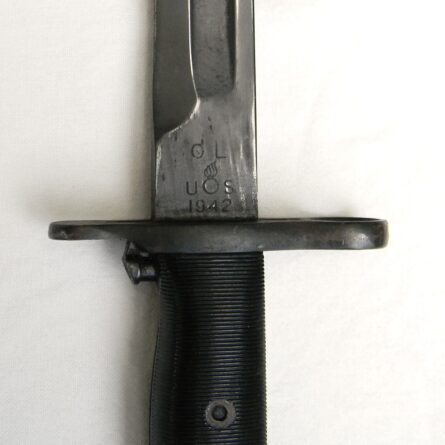 USA WW2 Oneida Ltd (OL) 16-in blade M1905 bayonet dated 1942, MK1 composition scabbard; uncut blade in excellent condition; rare maker - Image 11