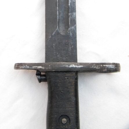 USA WW2 Union Fork & Hoe (UFH) rare uncut 16-in blade M1905 bayonet dated 1942, original scabbard - Image 6