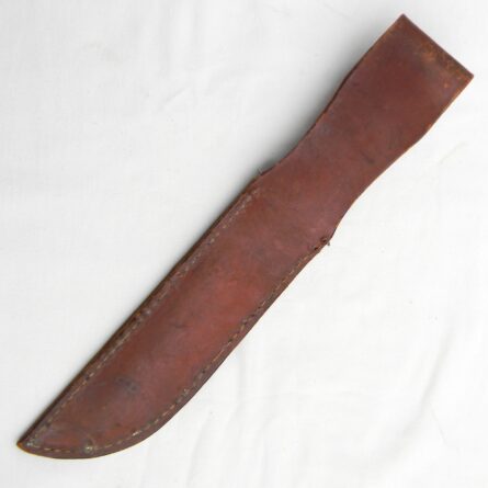 WW2 era Camillus USMC MK2 fighting knife, "theater-made" handle, early leather scabbard - Image 3