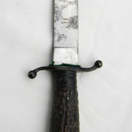 Germany WW1 era Weyersberg Kirschbaum & Cie (WKC) fighting knife, faux "stag" metal handle, original scabbard; rare type - Image 9