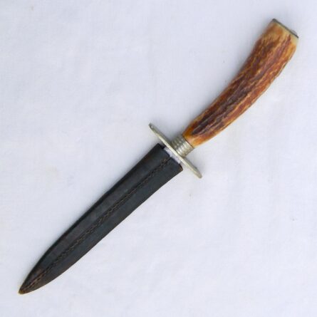 Joseph Allen & Sons Celebrated Cutlery, Sheffield stiletto blade "garter dagger", stag handle, orig sheath; circa 1890th - Image 3