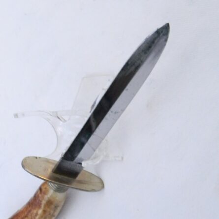 Joseph Allen & Sons Celebrated Cutlery, Sheffield stiletto blade "garter dagger", stag handle, orig sheath; circa 1890th - Image 11