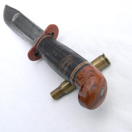 WW2 era Western Cutlery "Baby Shark" USAF Pilot Knife, scarce Bakelite fittings type, “theater-made” scabbard - Image 11