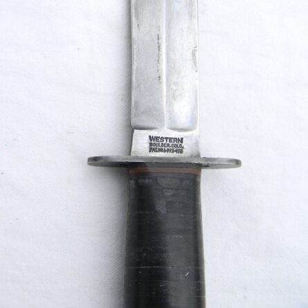 American WW2 Western Cutlery "Shark" G46-6 Fighting Knife, rare Type 2 bright blade/flat iron pommel variety, original scabbard - Image 12