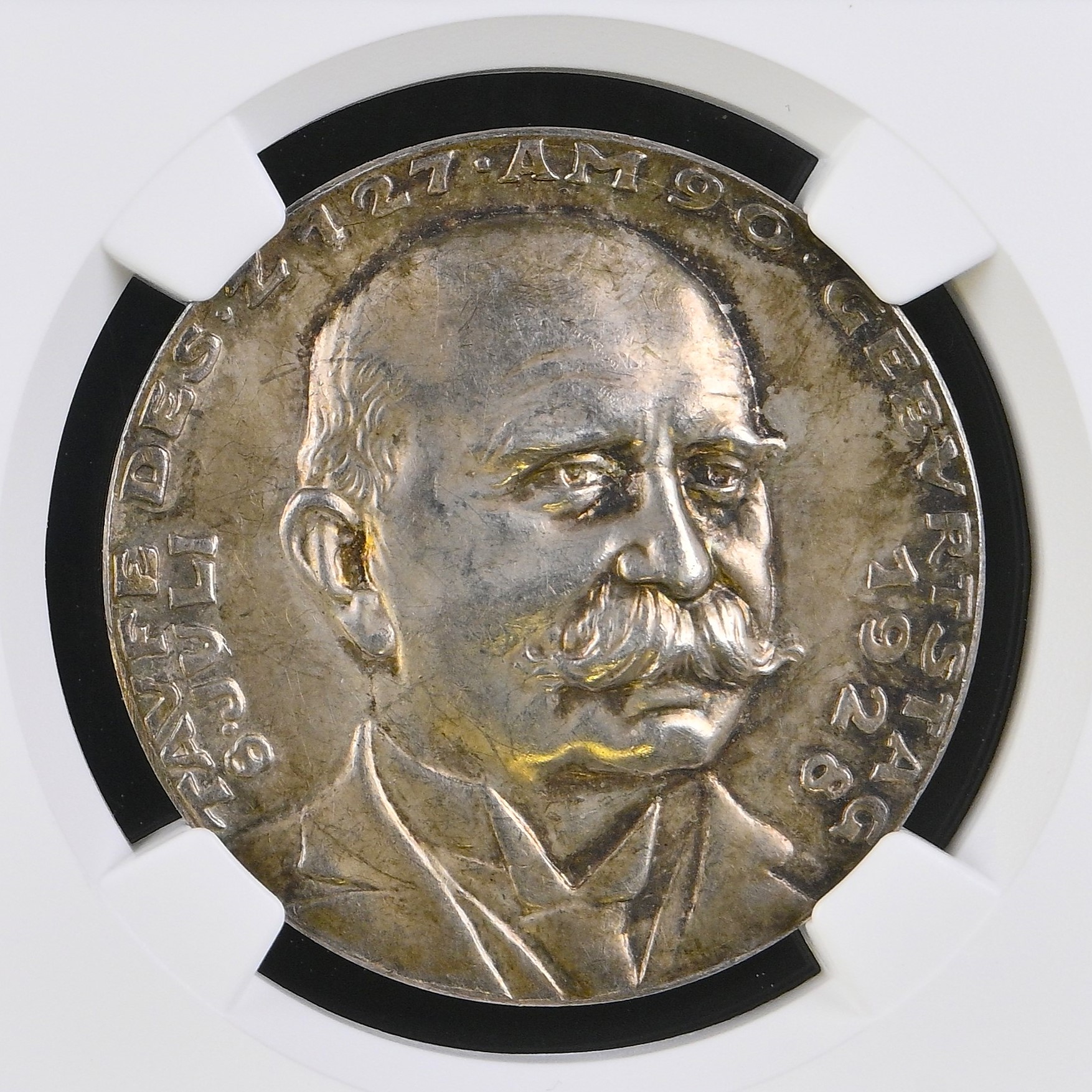 GERMANY Karl Goetz scarce 1928 silver medal airship Graf Zeppelin launch (Luftschiff LZ-127; K-408) NGC MS63 - Image 3