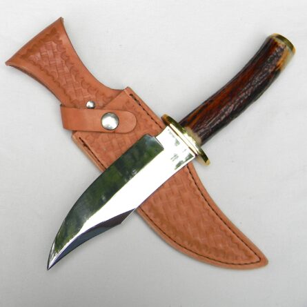 Aurum Etchings, USA rare 1989 Ford Mustang commemorative knife, 24K gold etched blade, sambar stag handle, sheath - Image 12