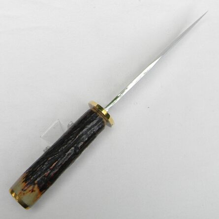Aurum Etchings, USA rare 1989 Ford Mustang commemorative knife, 24K gold etched blade, sambar stag handle, sheath - Image 11