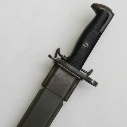 USA WW2 rare Oneida Ltd (OL) uncut 16-in blade M1905 bayonet dated 1942, orig scabbard signed FJ MARTIN - Image 4