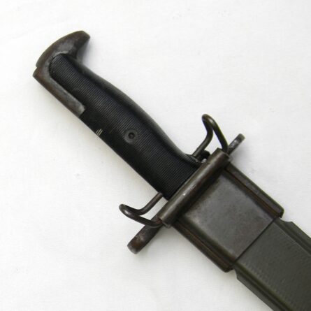 USA WW2 rare Oneida Ltd (OL) uncut 16-in blade M1905 bayonet dated 1942, orig scabbard signed FJ MARTIN - Image 3