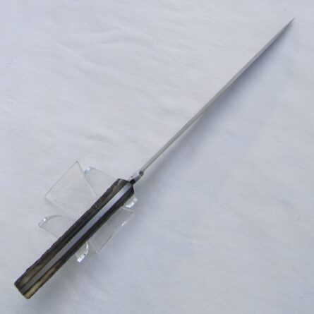 USA WW2 era Case XX "Pig Sticker" fighting knife, jigged bone handle, original scabbard signed Pvt William C Harper; RARE - Image 7