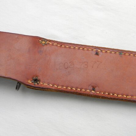 Rare early WW2 “red spacer” PAL Cutlery USN US Navy MK2 fighting knife, orig GI-initialed U.S.N. leather scabbard; excellent - Image 4