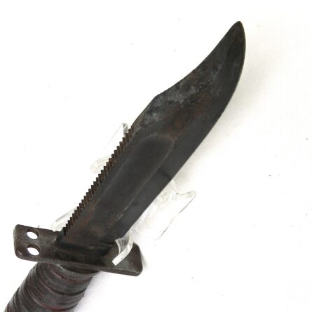 Cold War era Camillus Jet Pilot Survival Knife dated 11-1981; original metal-tipped scabbard, honing stone; UNUSED - Image 10