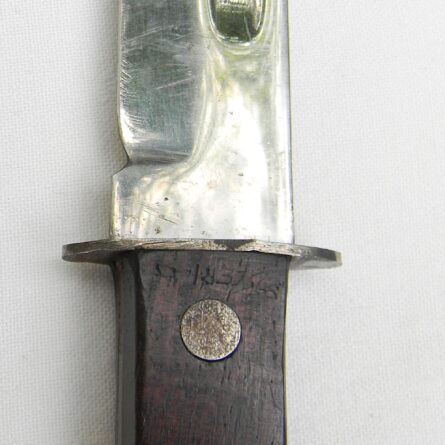 Rare American WW2 era Royal Brand Cutlery Co. fighting knife, original GI-signed leather scabbard; excellent - Image 13