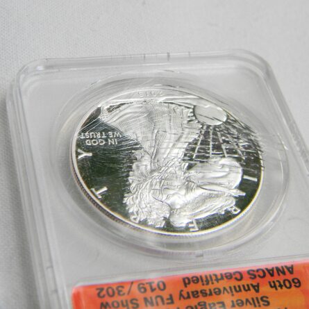 USA 2015-W $1 Silver Eagle 60th Anniversary ANACS graded PR70 DCAM Proof Deep Cameo, rare top grade - Image 7