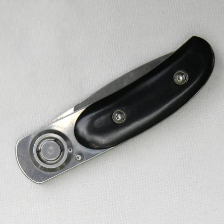 Long-discontinued LONE WOLF, USA 2003 Paul Pocket Knife, black micarta handle; UNUSED - Image 3