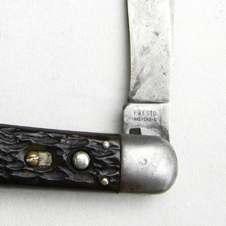 USA WW2 Schrade early 1st model PRESTO paratrooper automatic knife, early jigged bone "large" handle type - Image 6