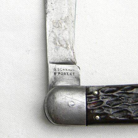 USA WW2 Schrade early 1st model PRESTO paratrooper automatic knife, early jigged bone "large" handle type - Image 7