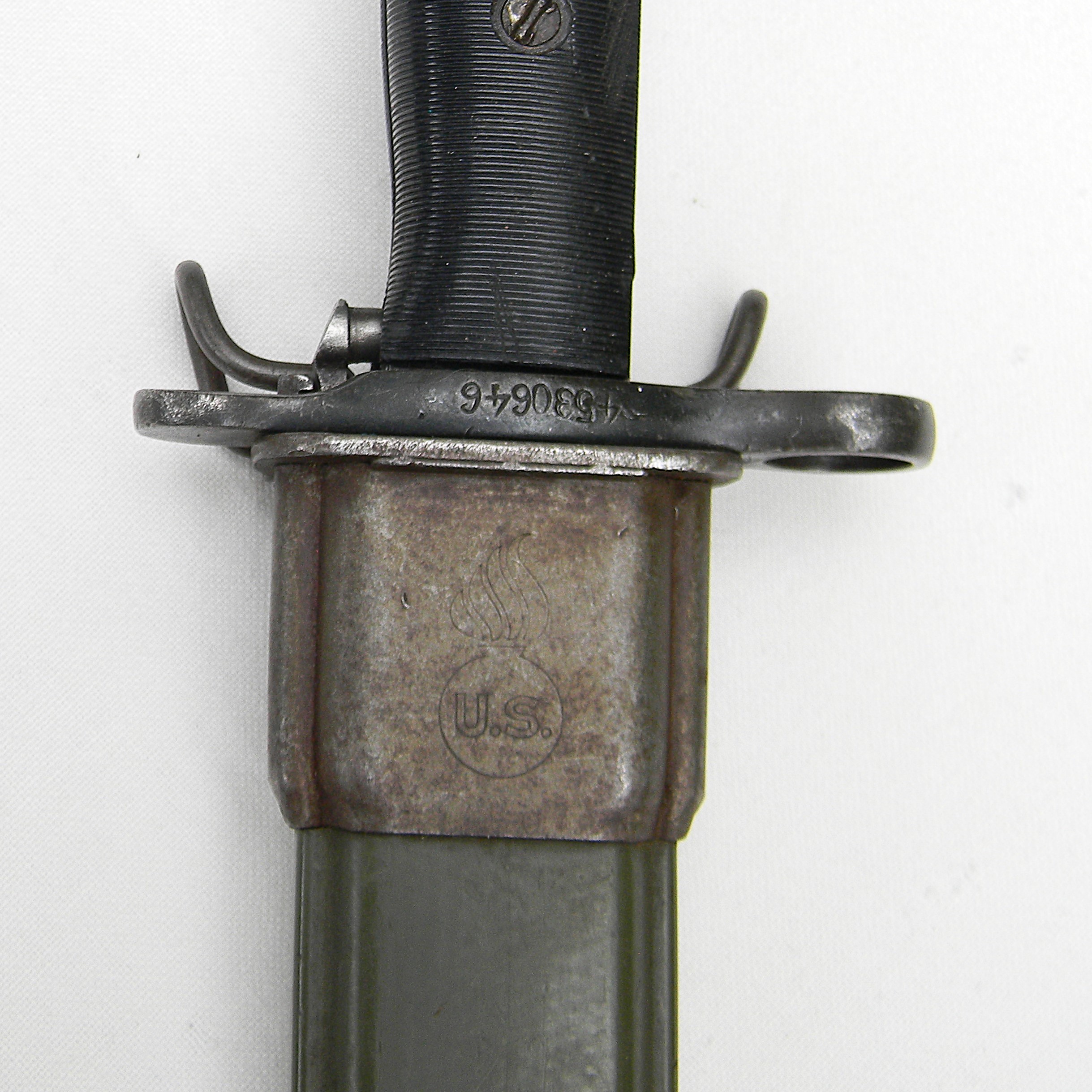 WW2 era American M1 bayonet, 1906-dated pre-WW1 manufacture RIA M1905 refurbished by AFH; original WW2 era scabbard; excellent - Image 3