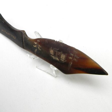 USA WW2 era 1945 dated Philippines souvenir buffalo horn letter opener; scarce type - Image 6