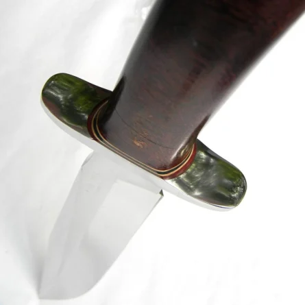 Custom James Reeves USA 1990th Fighting Bowie, brown micarta handle, original sheath; RARE - Image 9