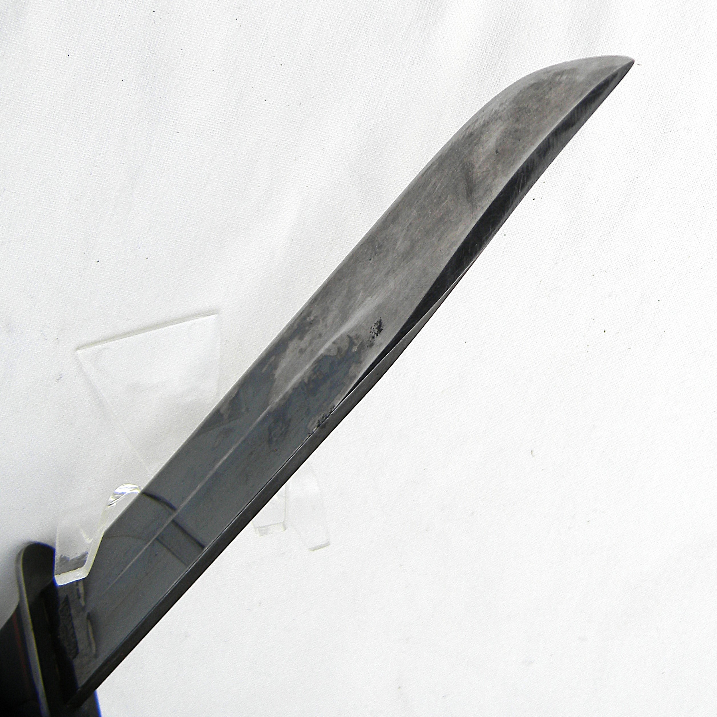 WW2 era Western Cutlery model G46-8 fighting knife, large blued 8" blade, original leather scabbard; great condition - Image 11