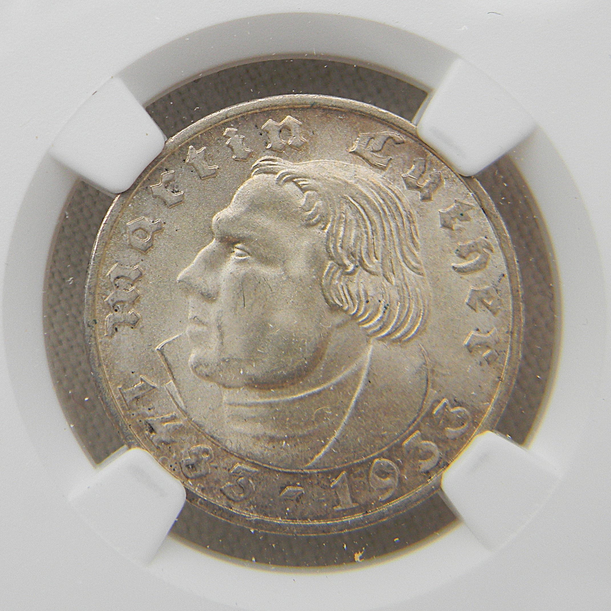 Germany 1933F Martin Luther silver 2 Mark