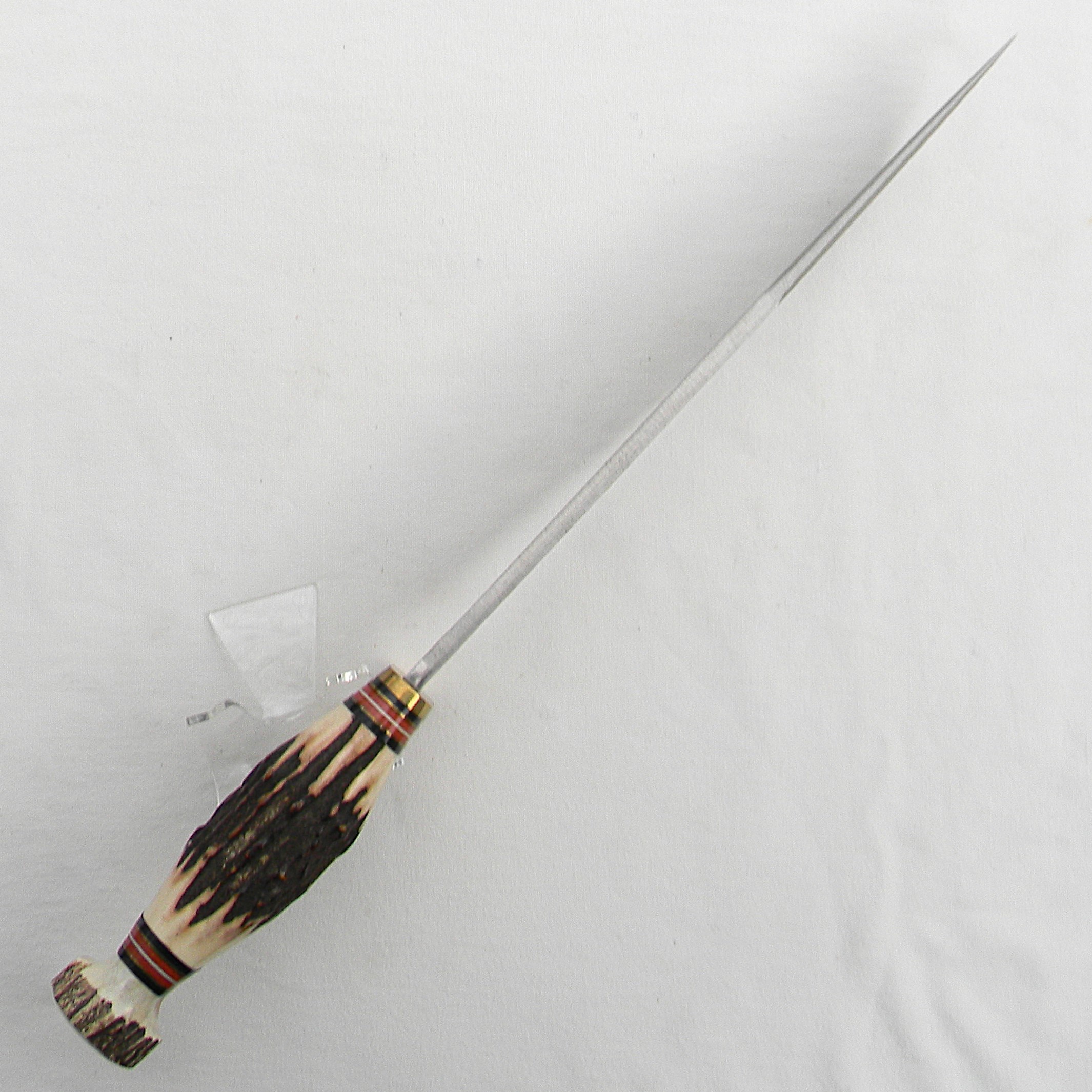 Marble's USA limited edition 2008 Marble’s Plus Knife Club Knife Trailmaker hunter-skinner, stag-on-stag handle, original leather sheath; only 131 made; unused in original box - Image 10