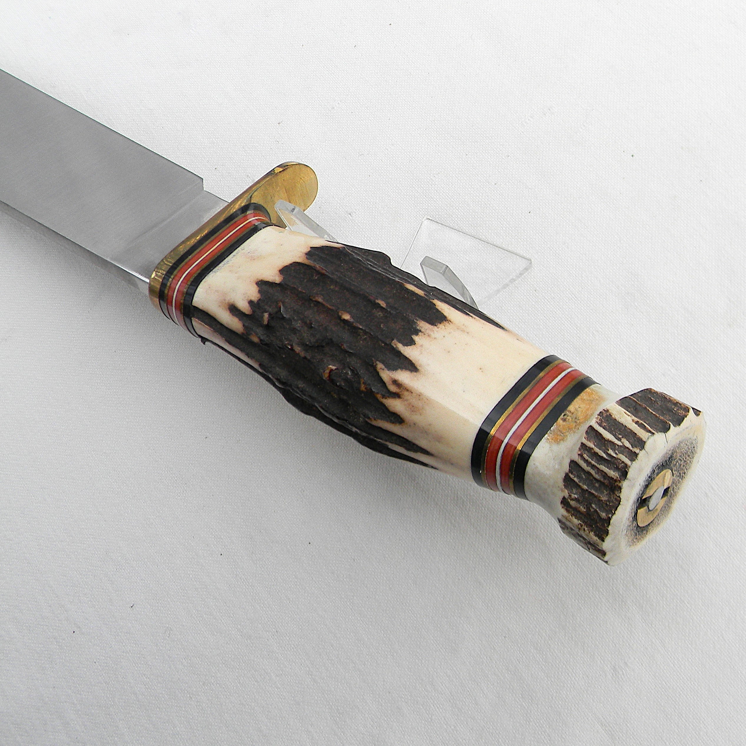 Marble's USA limited edition 2008 Marble’s Plus Knife Club Knife Trailmaker hunter-skinner, stag-on-stag handle, original leather sheath; only 131 made; unused in original box - Image 14