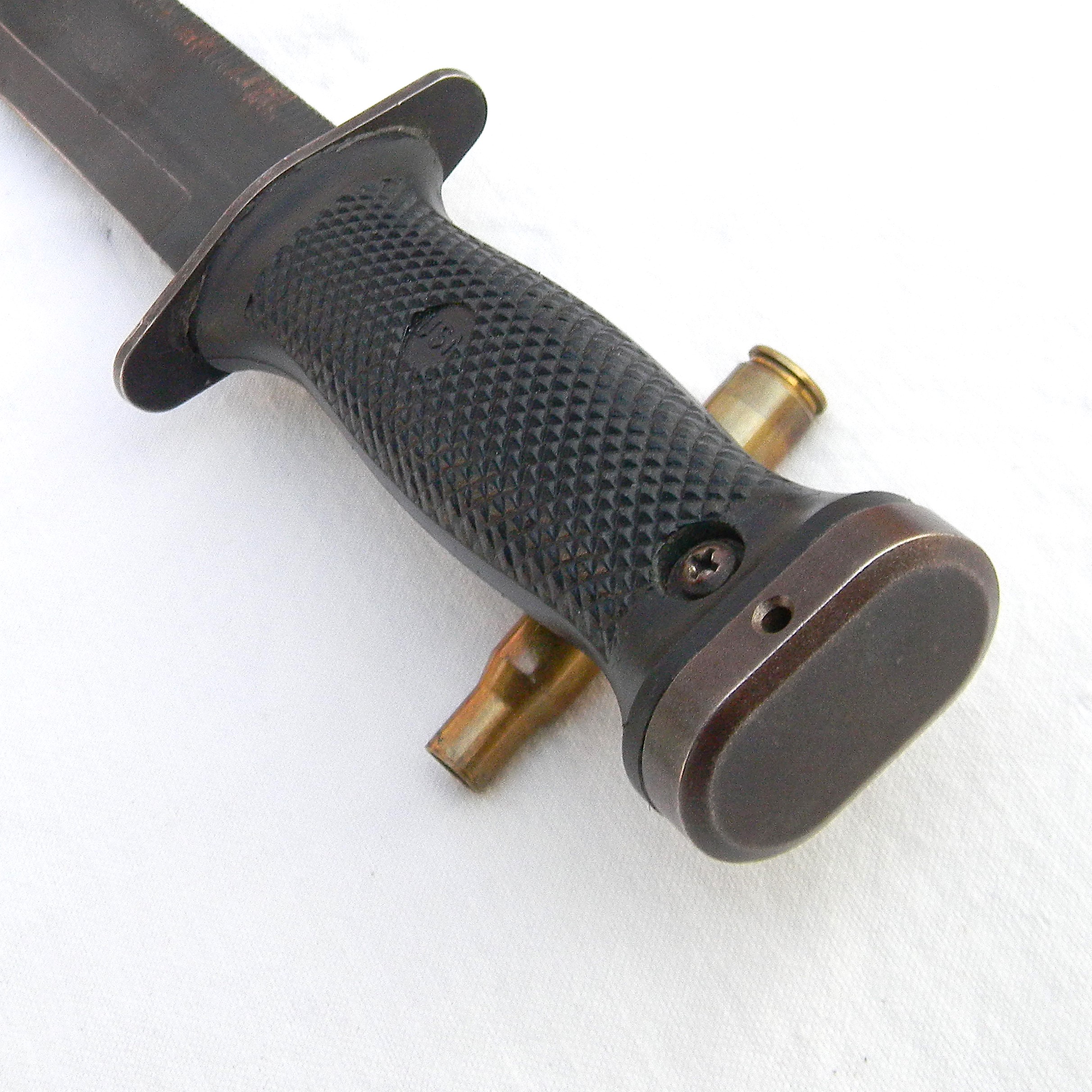 USN issue Ontario MK3 Model 0 dive knife (in service 1975-early 2000s) original scabbard; rare UNUSED - Image 11