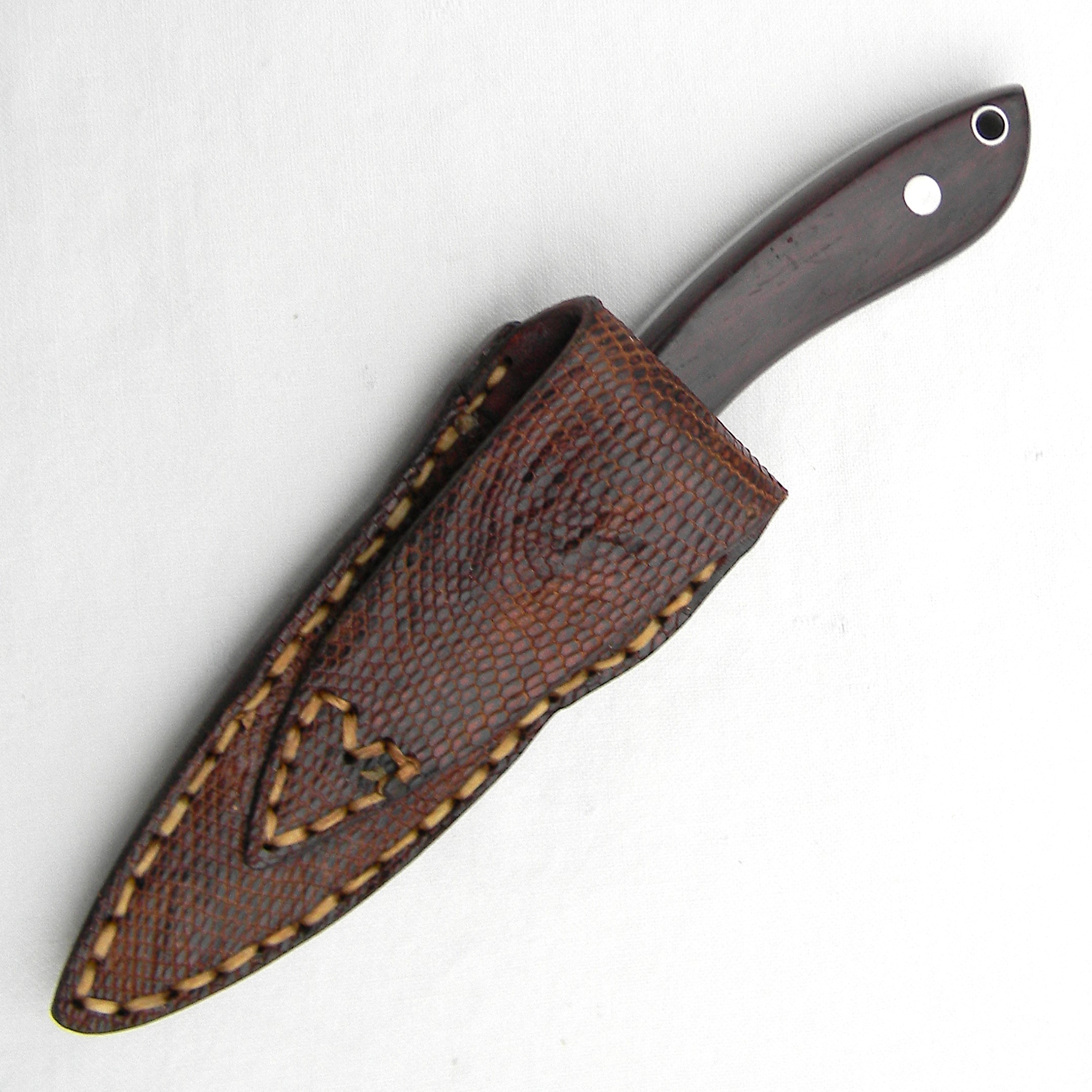 Browning, Japan rare 1985 Damascus Classic Fighter made by Ichiro Hattori, 1 of 1000; custom-made leather sheath - Image 3