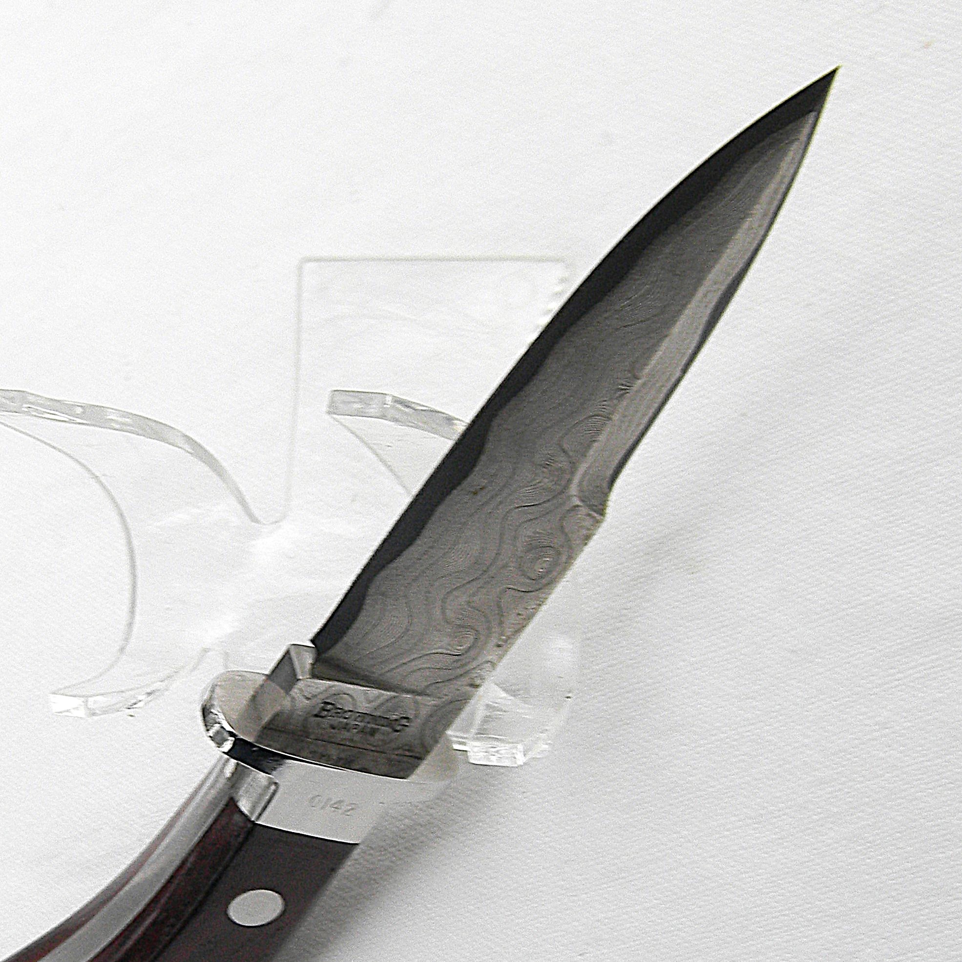 Browning, Japan rare 1985 Damascus Classic Fighter made by Ichiro Hattori, 1 of 1000; custom-made leather sheath - Image 12