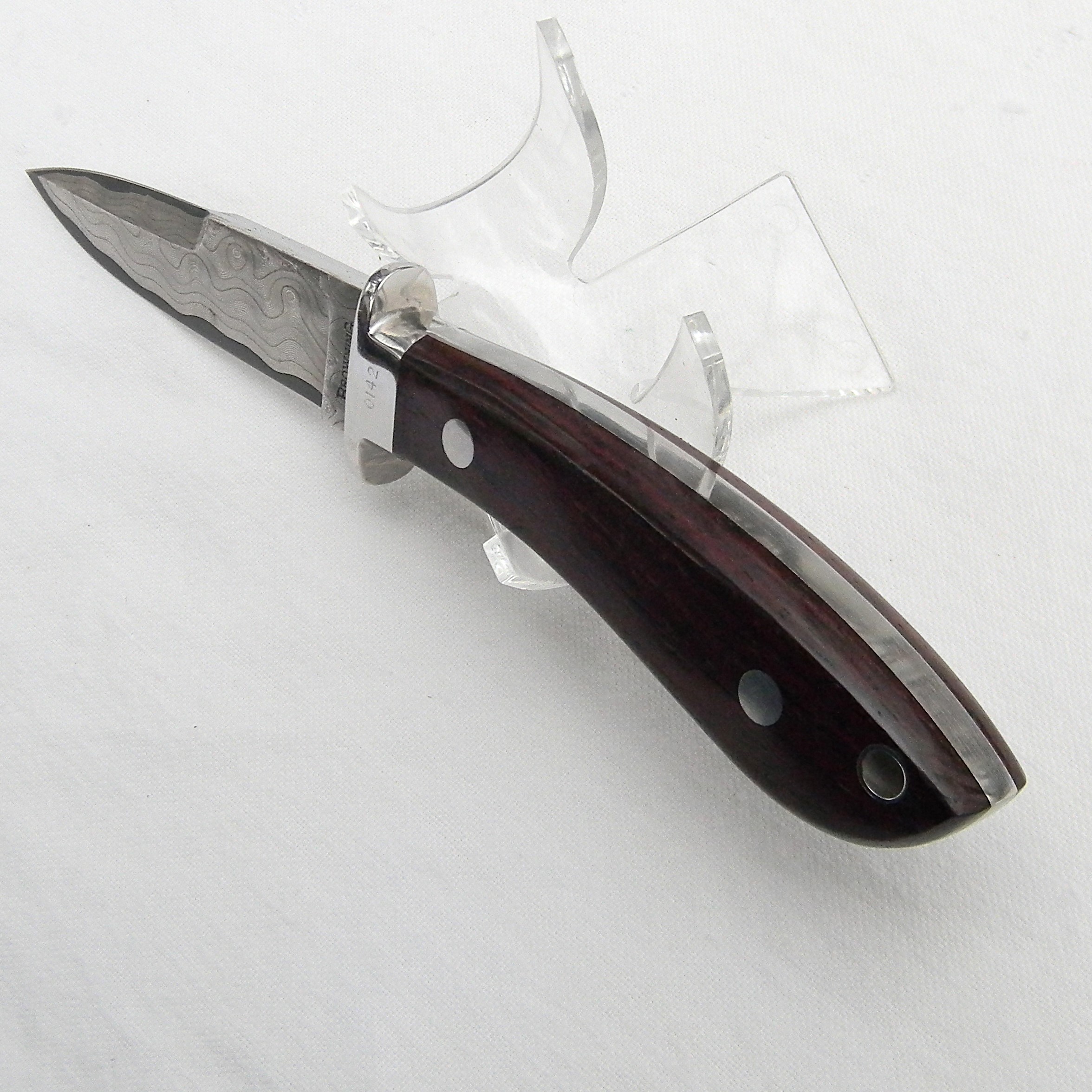 Browning, Japan rare 1985 Damascus Classic Fighter made by Ichiro Hattori, 1 of 1000; custom-made leather sheath - Image 13