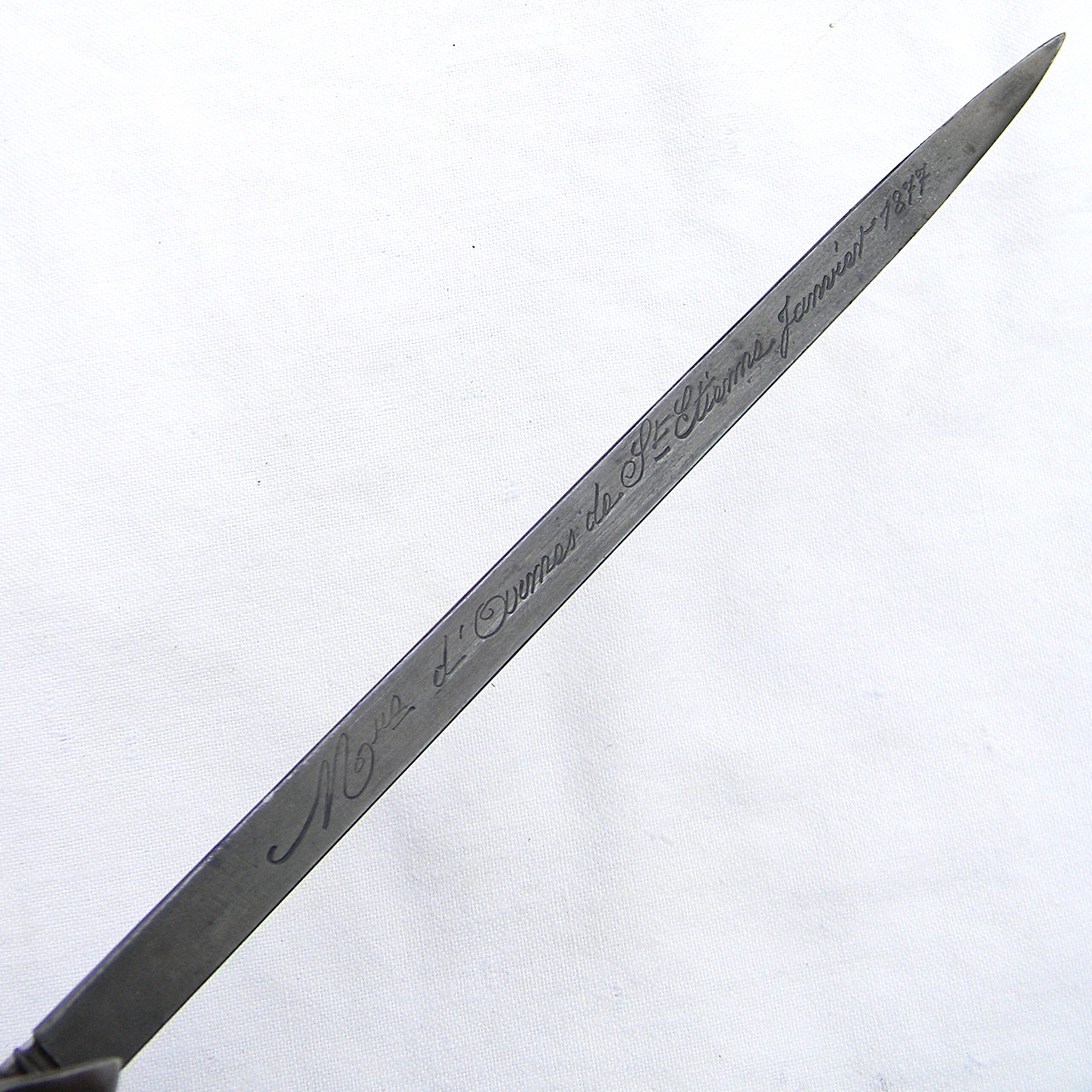 France WW1 era D-guard fighting knife made from M1874 Gras bayonet; original metal scabbard; rare type in museum quality condition - Image 12