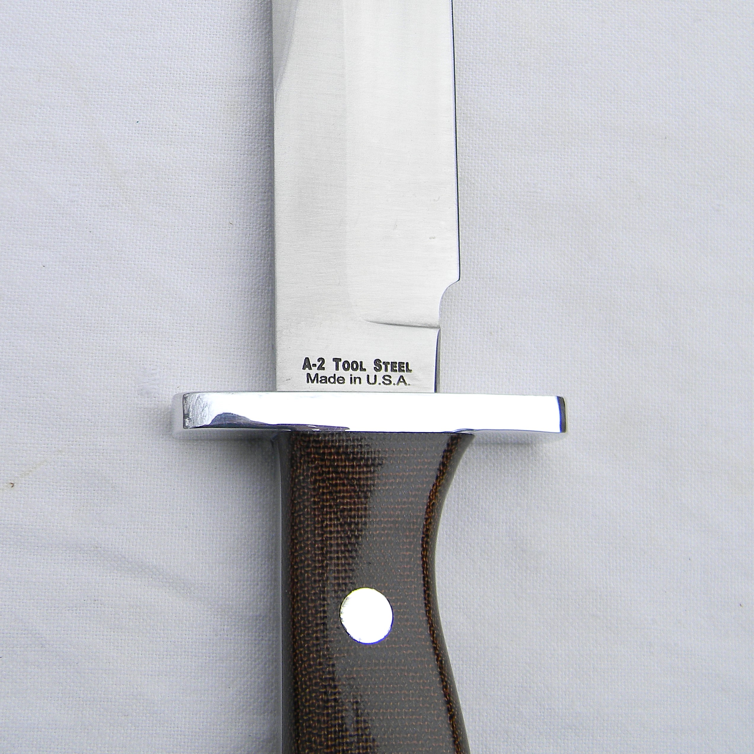 BLACKJACK, USA Classic Blades model 13 HALO ATTACK BORDER PATROL fighting knife, A-2 tool steel blade, green micarta handle, leather sheath; UNUSED in orig box - Image 8