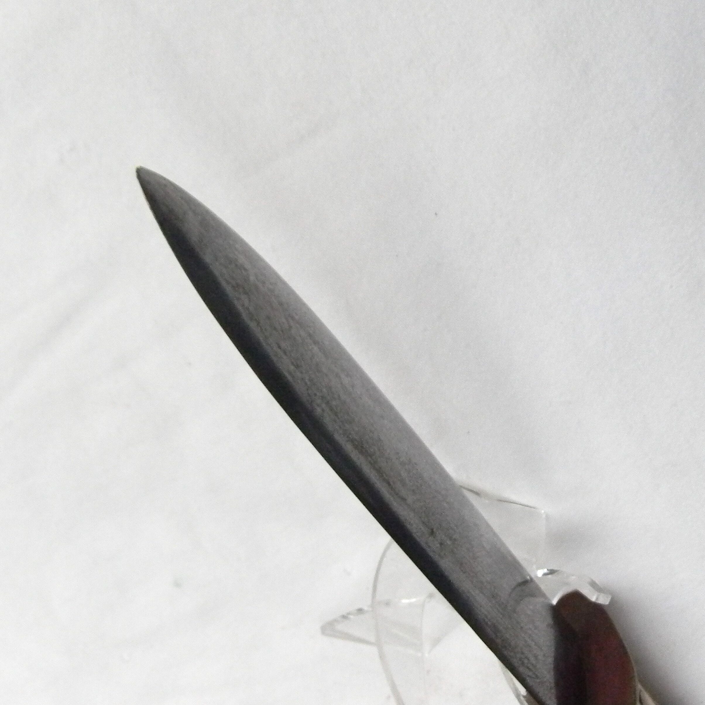 WW2 era New Caledonia made fighting knife, 8-inch dagger blade, stag handle, original scabbard; RARE TYPE - Image 11
