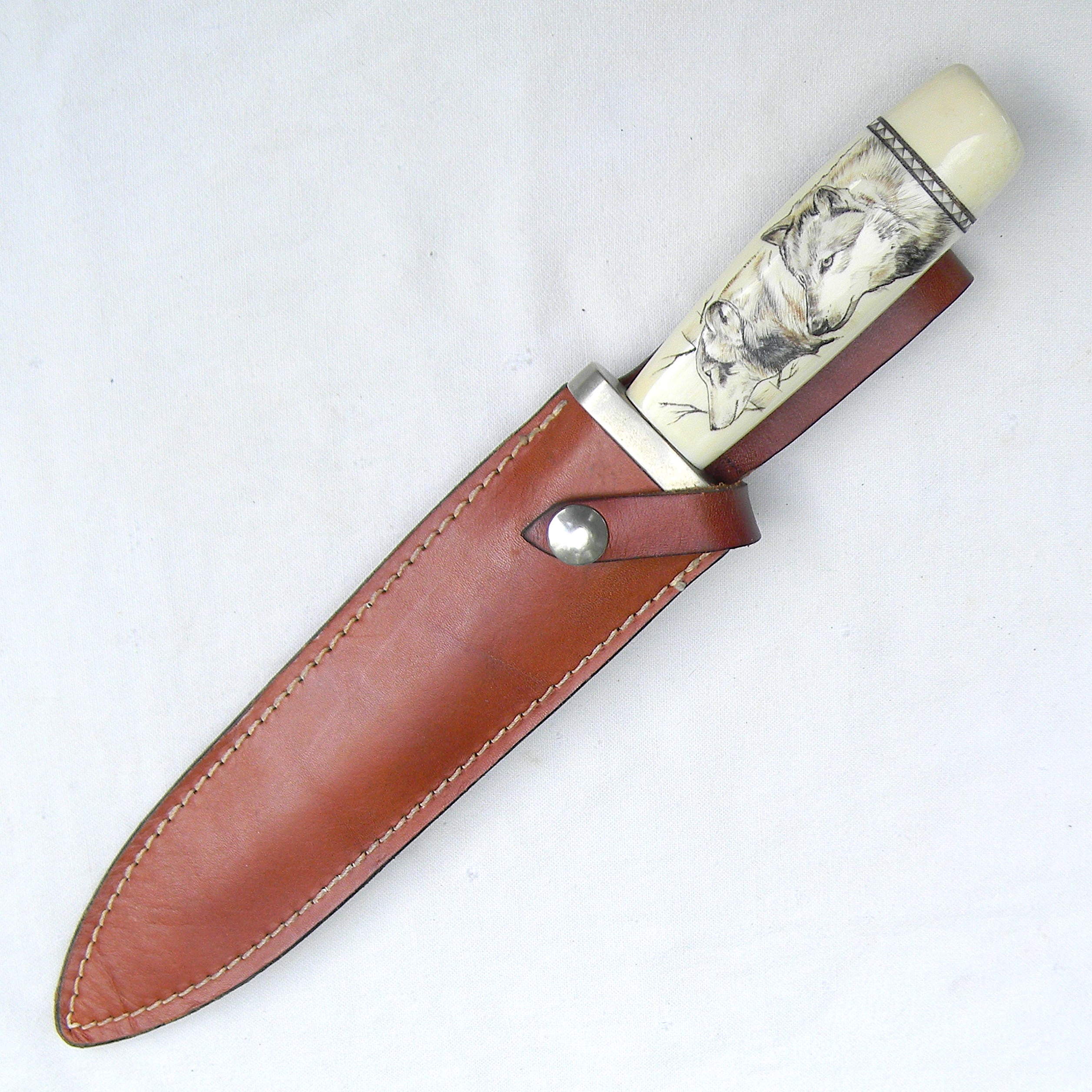 Custom dagger walrus tusk Andhi Spaeth scrimshaw