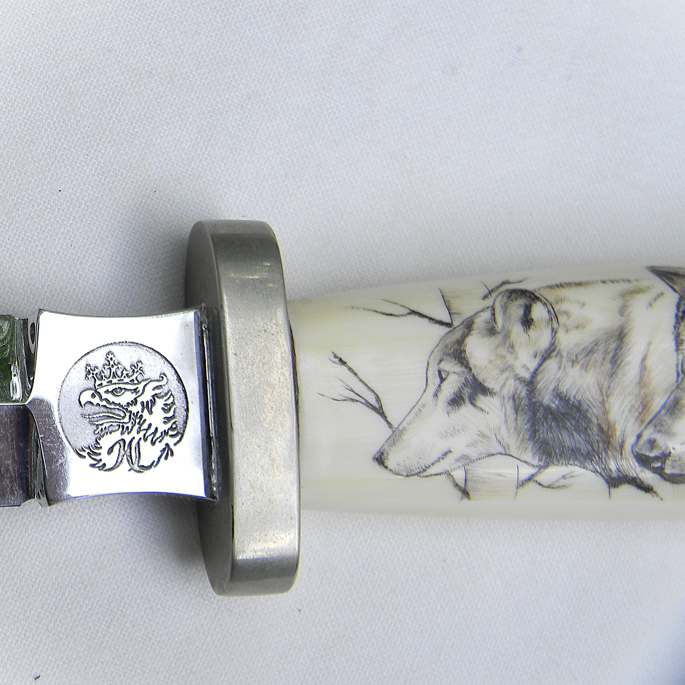 Custom dagger walrus tusk Andhi Spaeth scrimshaw