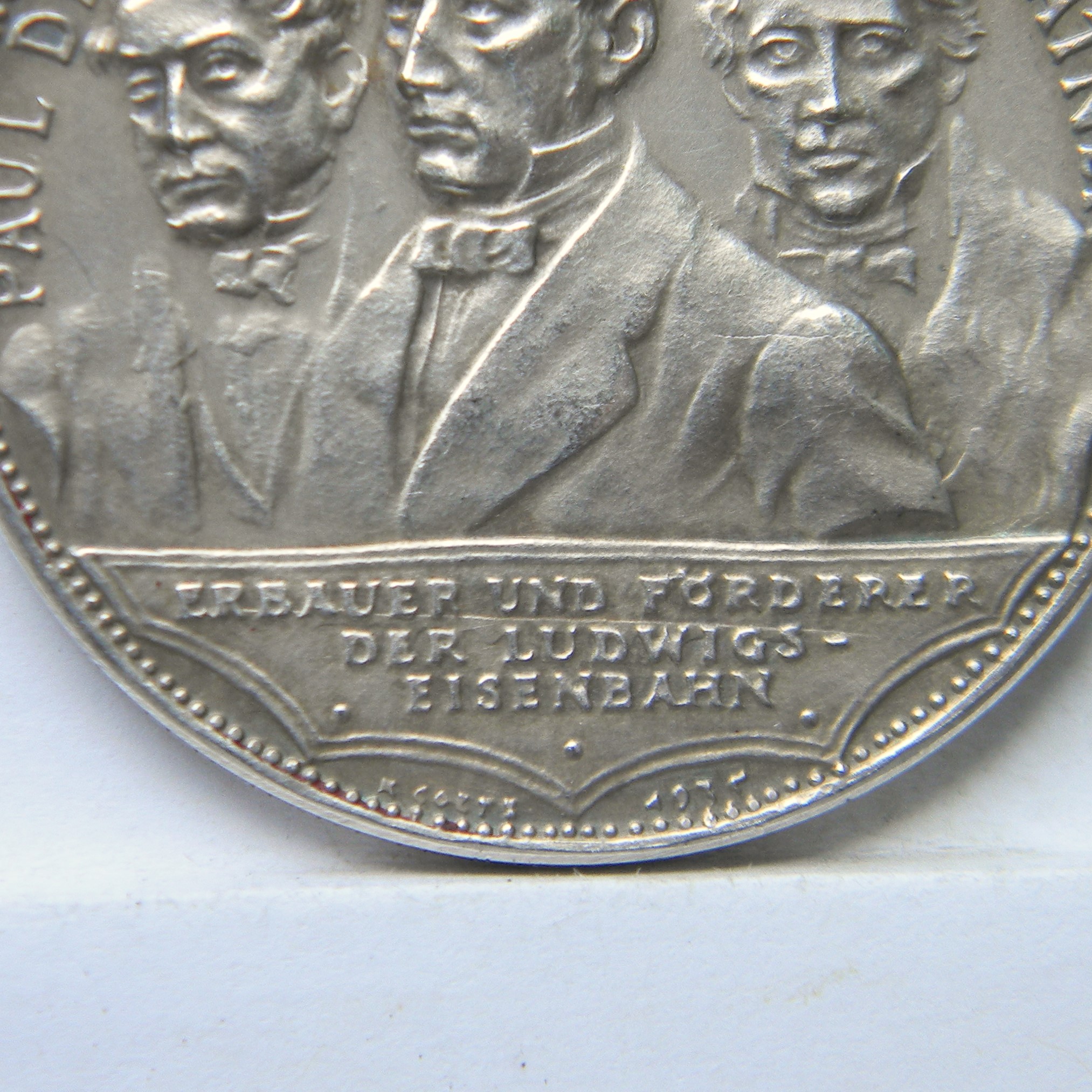 Germany, Karl Goetz 1835-1935 100 yrs of 1st German Railroad silver medal (K-509), rare issue; XF - Image 3