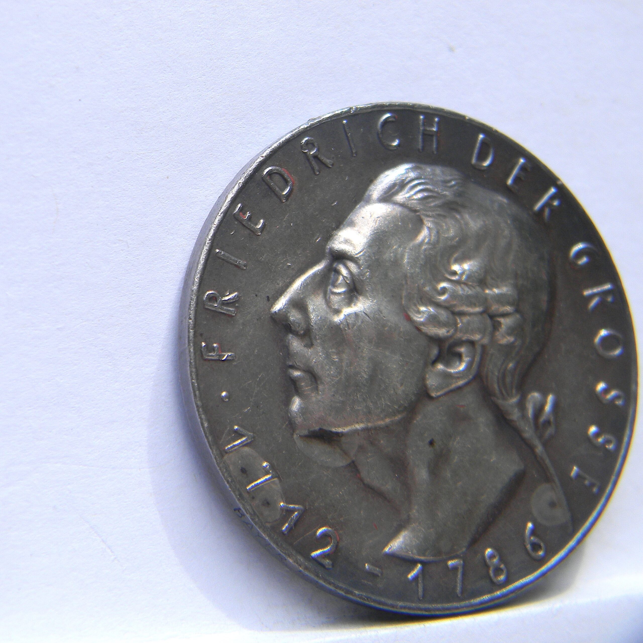 Germany, Karl Goetz 1936 Frederick The Great, 150 yrs of death commemorative silver medal (K-512) toned XF - Image 4