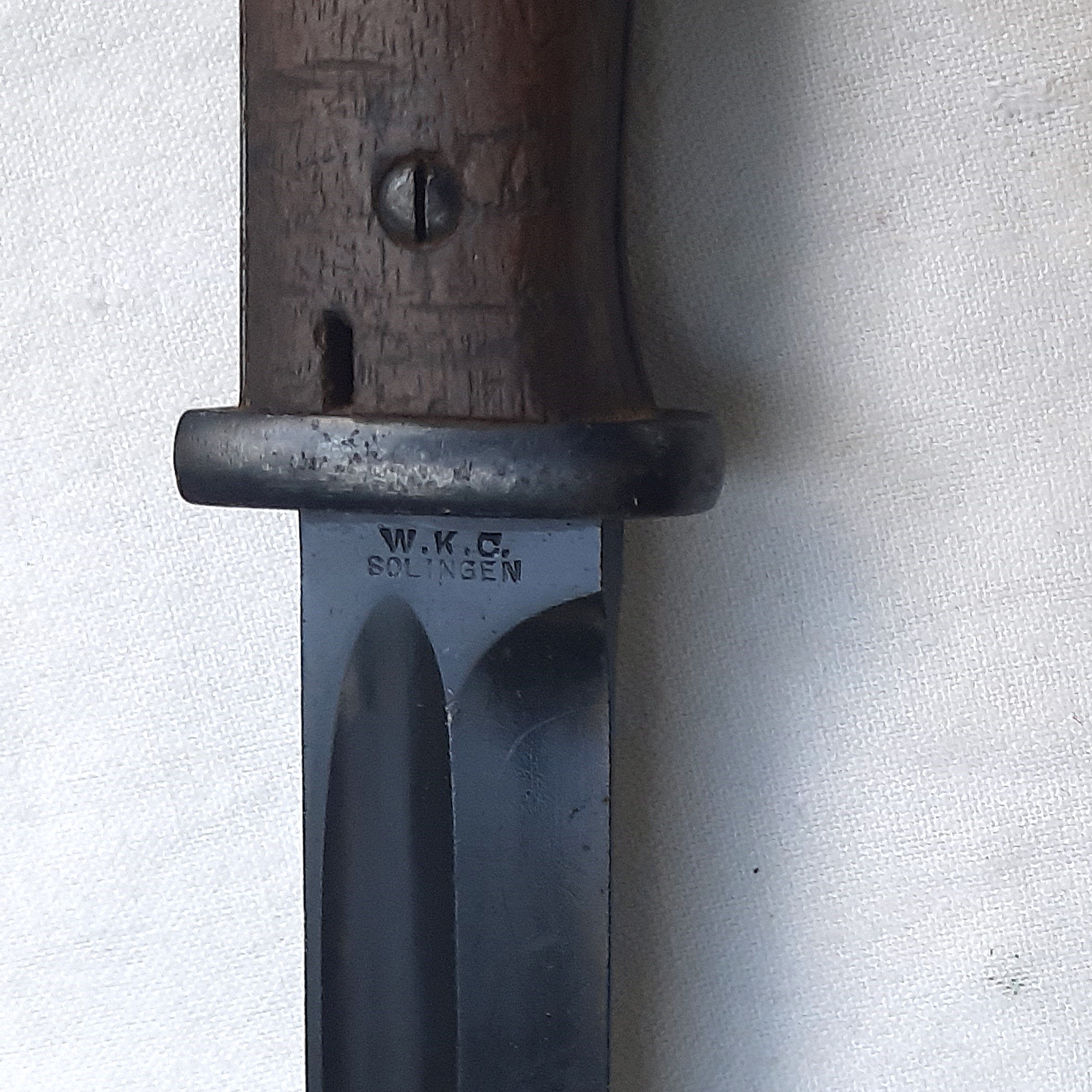 Germany pre-WW2 1937 Weyersberg Kirschbaum & Cie (WKC) K98 bayonet; original scabbard, rare DAK "Africa Korps" tropical web frog - Image 12