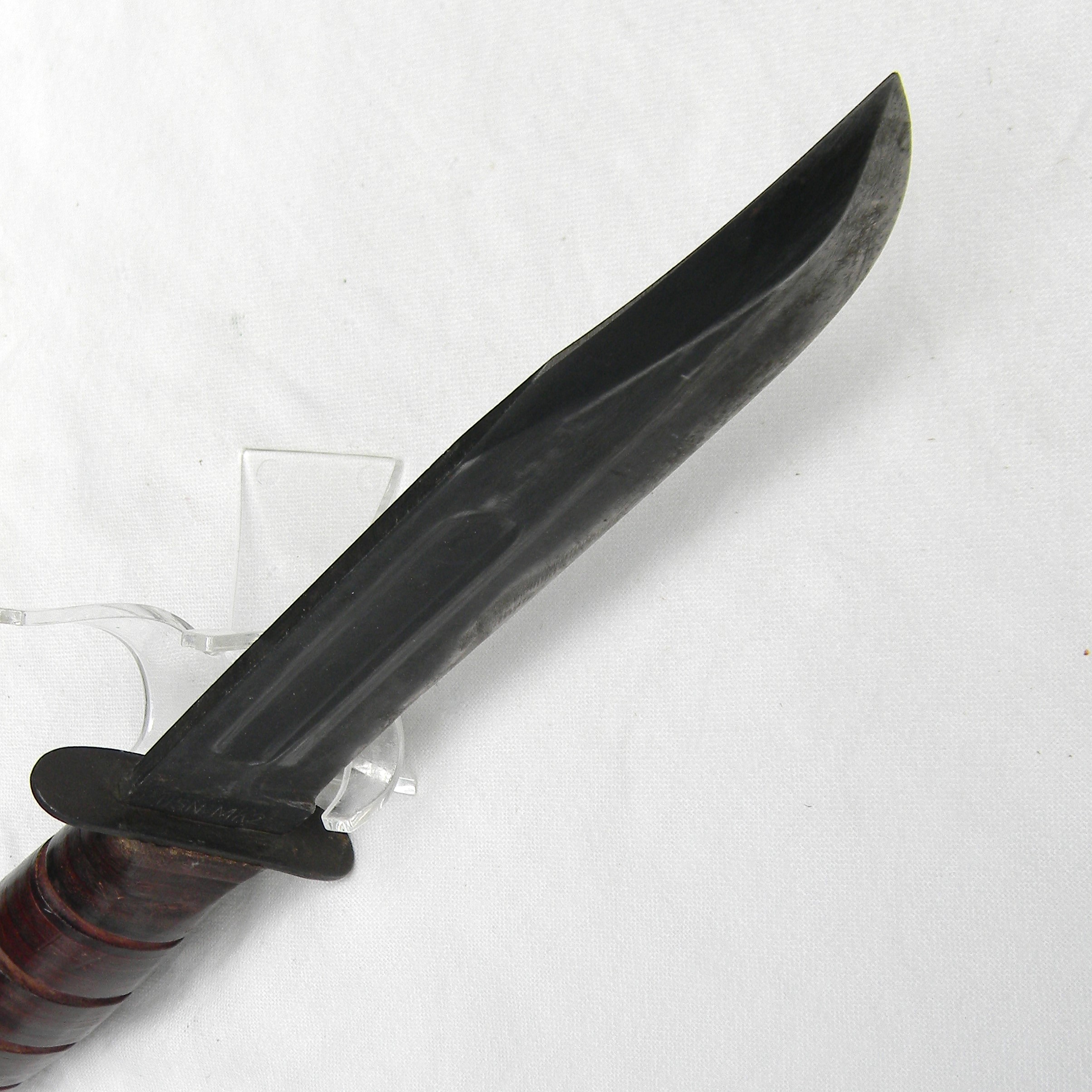 USA WW2 era Ka-Bar (Union Cutlery) USN MK2 fighting knife, erly issue blade-marked type, 1943 NORD scabbard signed NORMAN - Image 10