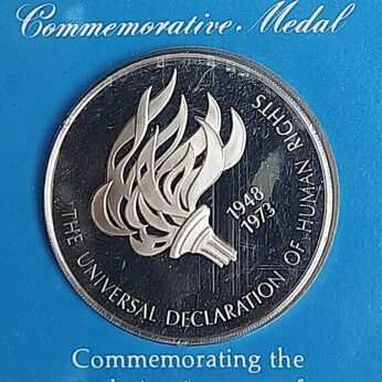 UN Declaration of Human Rights 1973 silver medal