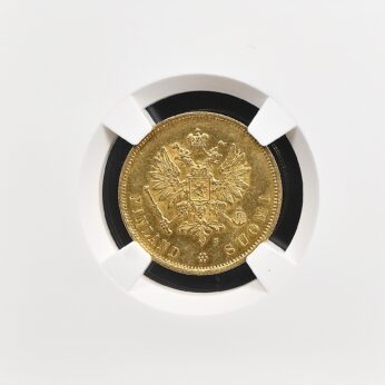 Finland gold 1879S 10 Markkaa NGC AU58